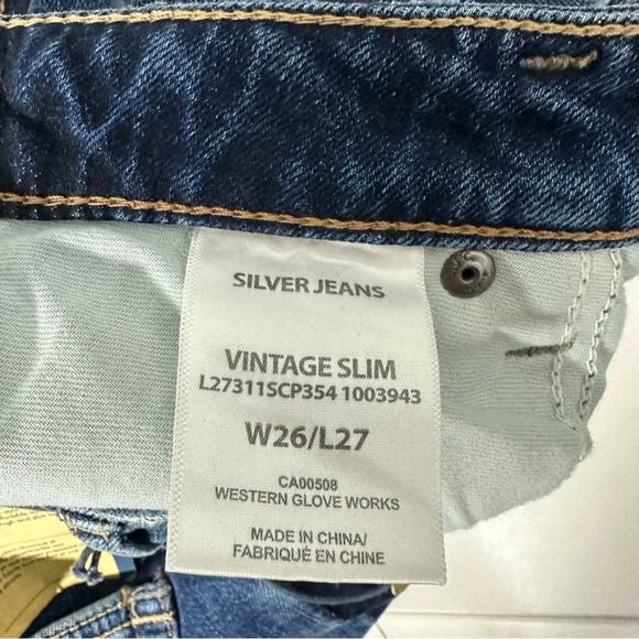 NWT Silver Jeans Vintage Slim Mid Rise Dark Wash Tuxedo Stripe Jeans - Picture 13 of 13